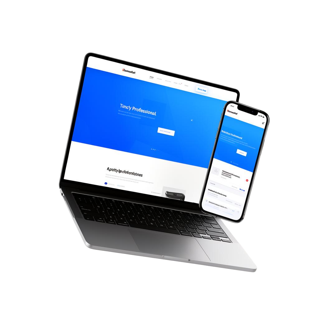 Website profissional em portátil e telemóvel